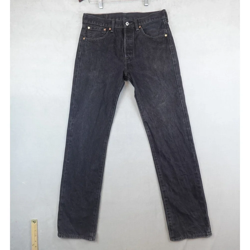 Levi’s 501 Jeans Original Fit Mens 32x34 Black Straight Button Fly Denim